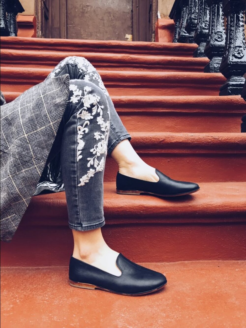 Black Leather Smoking Slippers